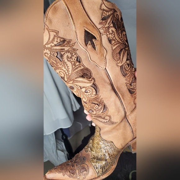 Corral Leather/Python Cowboy Boots - Picture 7 of 7